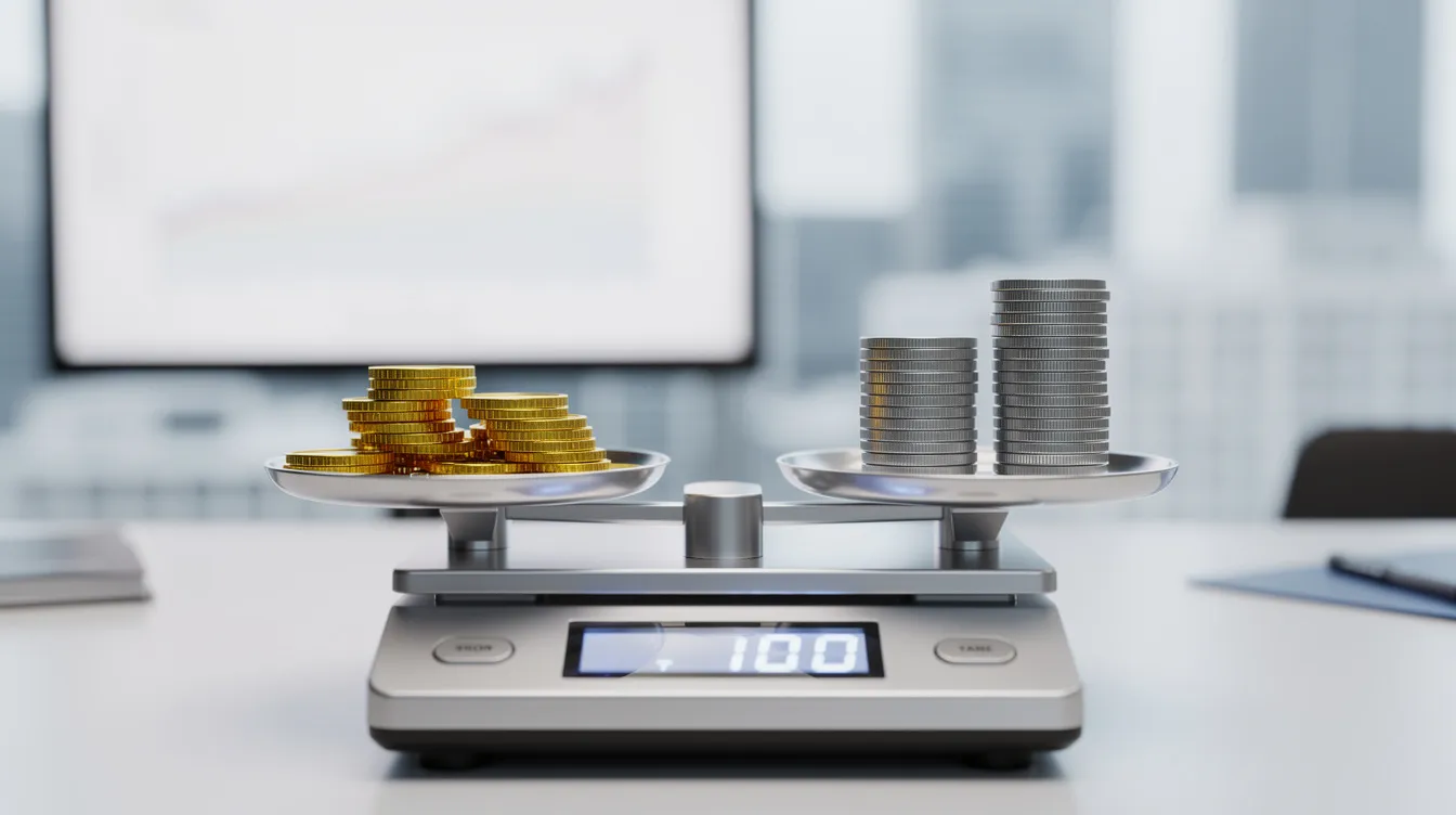 圖像展示精密天平上的金銀幣,象徵加密資產風險權重與信用估值調整風險的比較,突顯加密資產市場風險及資本監管的討論。