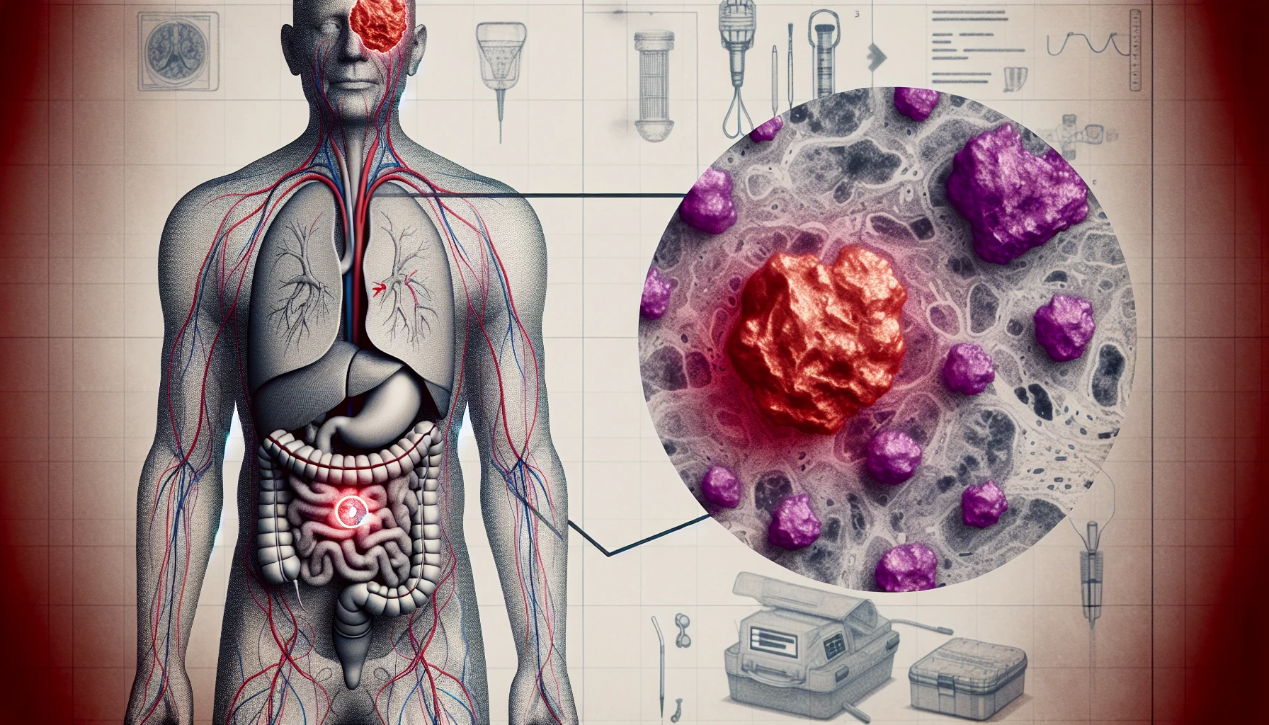 Illustration of cancer staging process