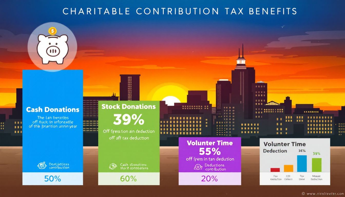 A chart depicting various charitable contributions and their tax benefits.