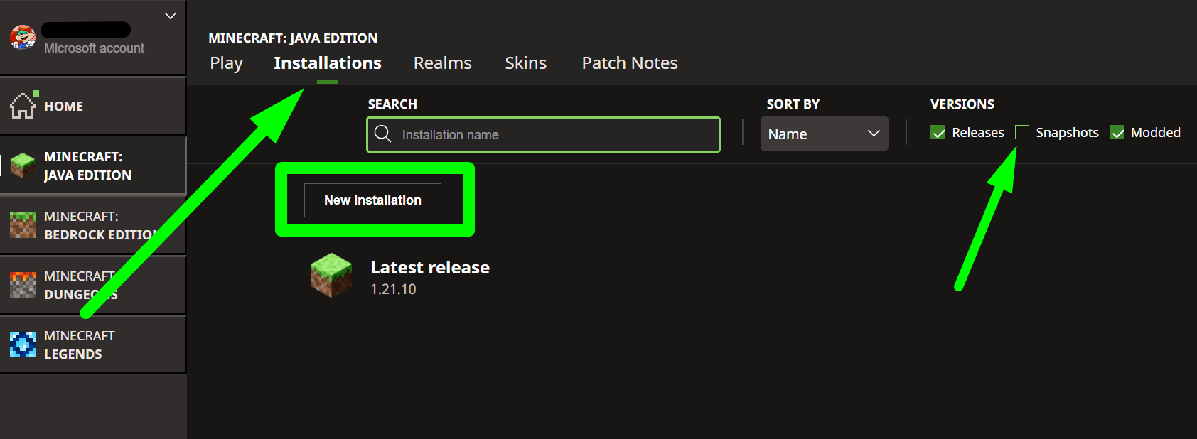 minecraft launcher installation