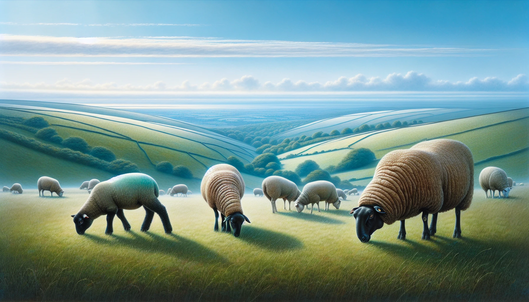 Illustration of different breeds of sheep