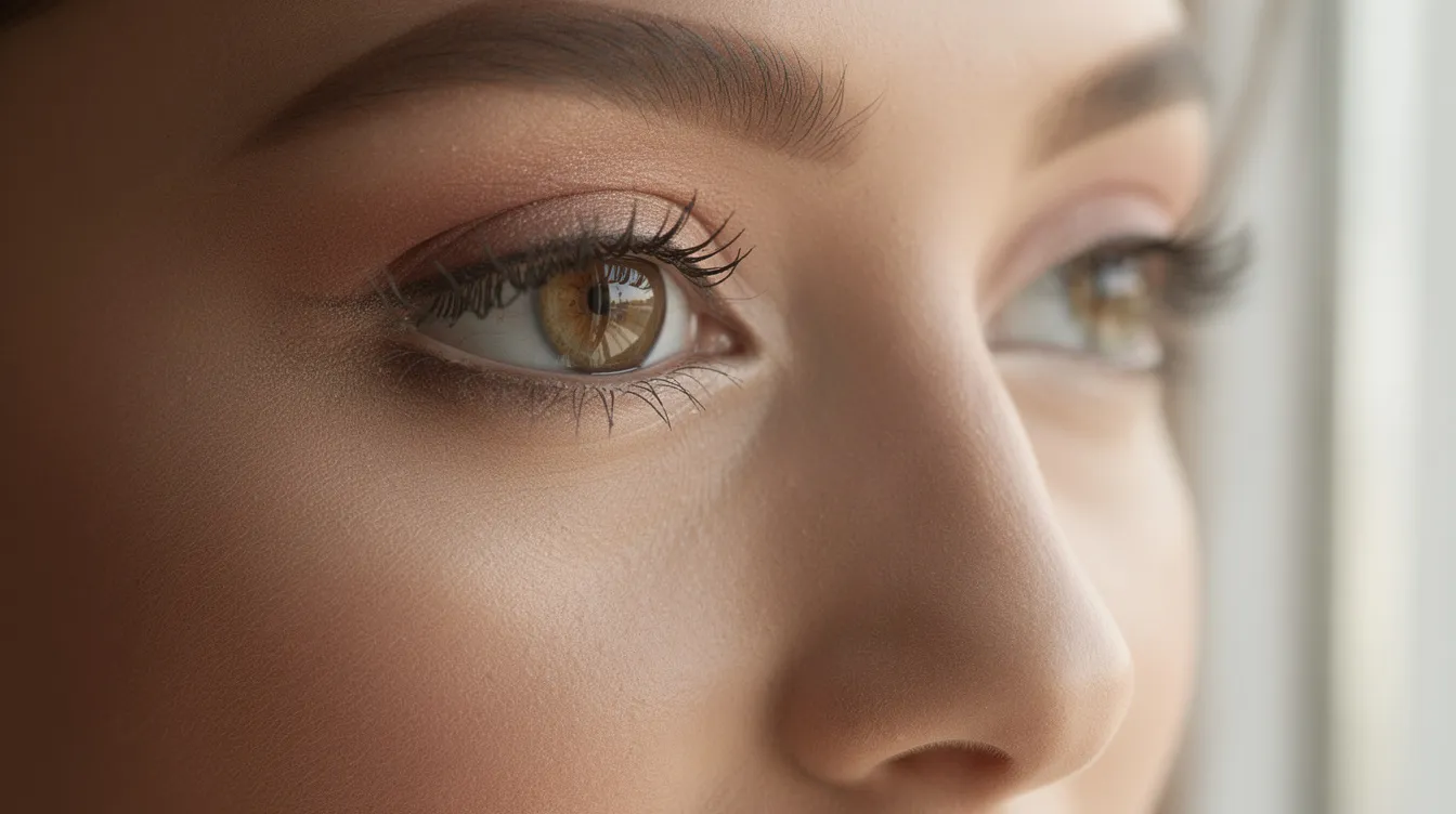The image shows a close-up of a person with bright, well-rested eyes, illuminated by natural lighting, highlighting their youthful appearance and natural eyelid creases. This refreshed look may be a result of upper eyelid surgery or blepharoplasty, which addresses drooping eyelids and removes excess skin for a rejuvenated appearance.