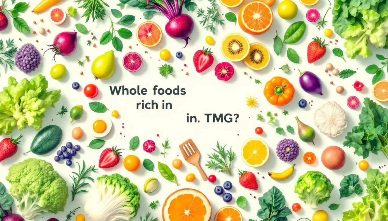 A variety of whole foods that are sources of TMG.