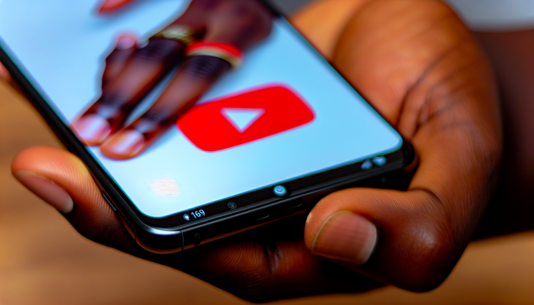 Mobile phone with YouTube Shorts logo