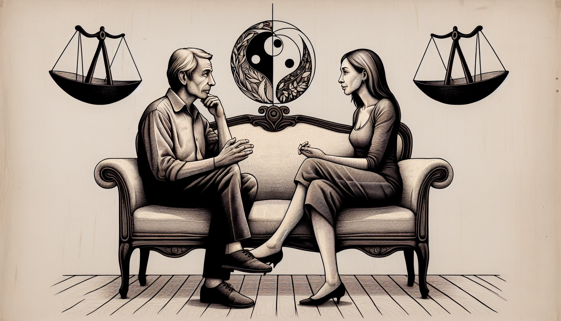 Illustration of a couple communicating openly