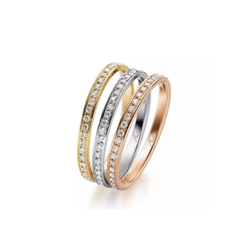 Minimalistiniai vestuviniai žiedai - deimantinė juostelė I fashiongold.lt