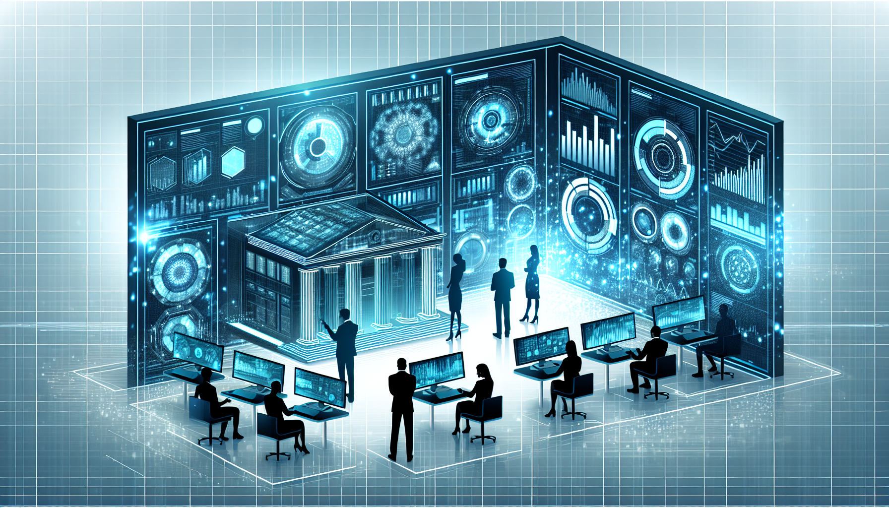 Vector art of data analytics and technology in banking