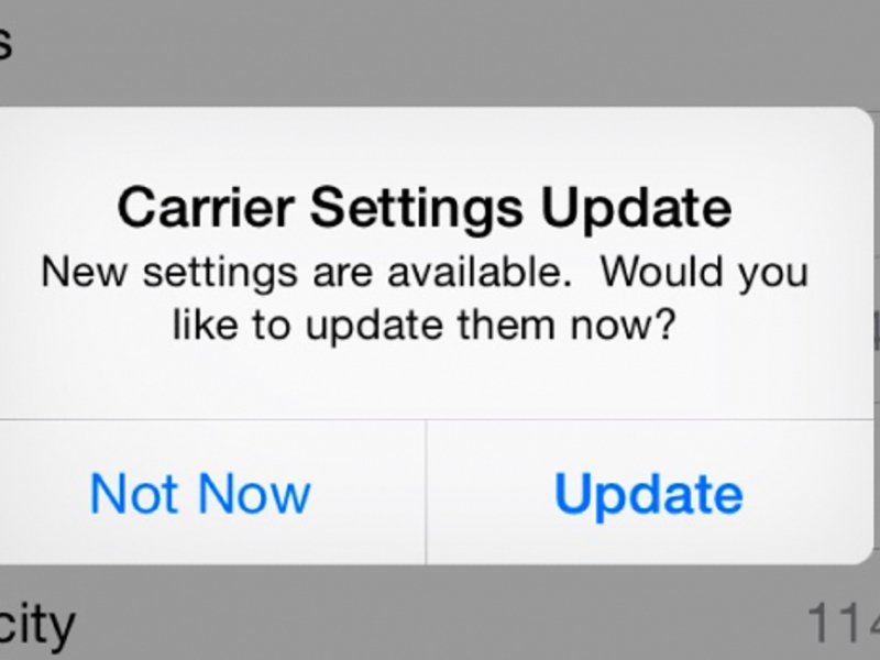 Outdated Carrier Settings