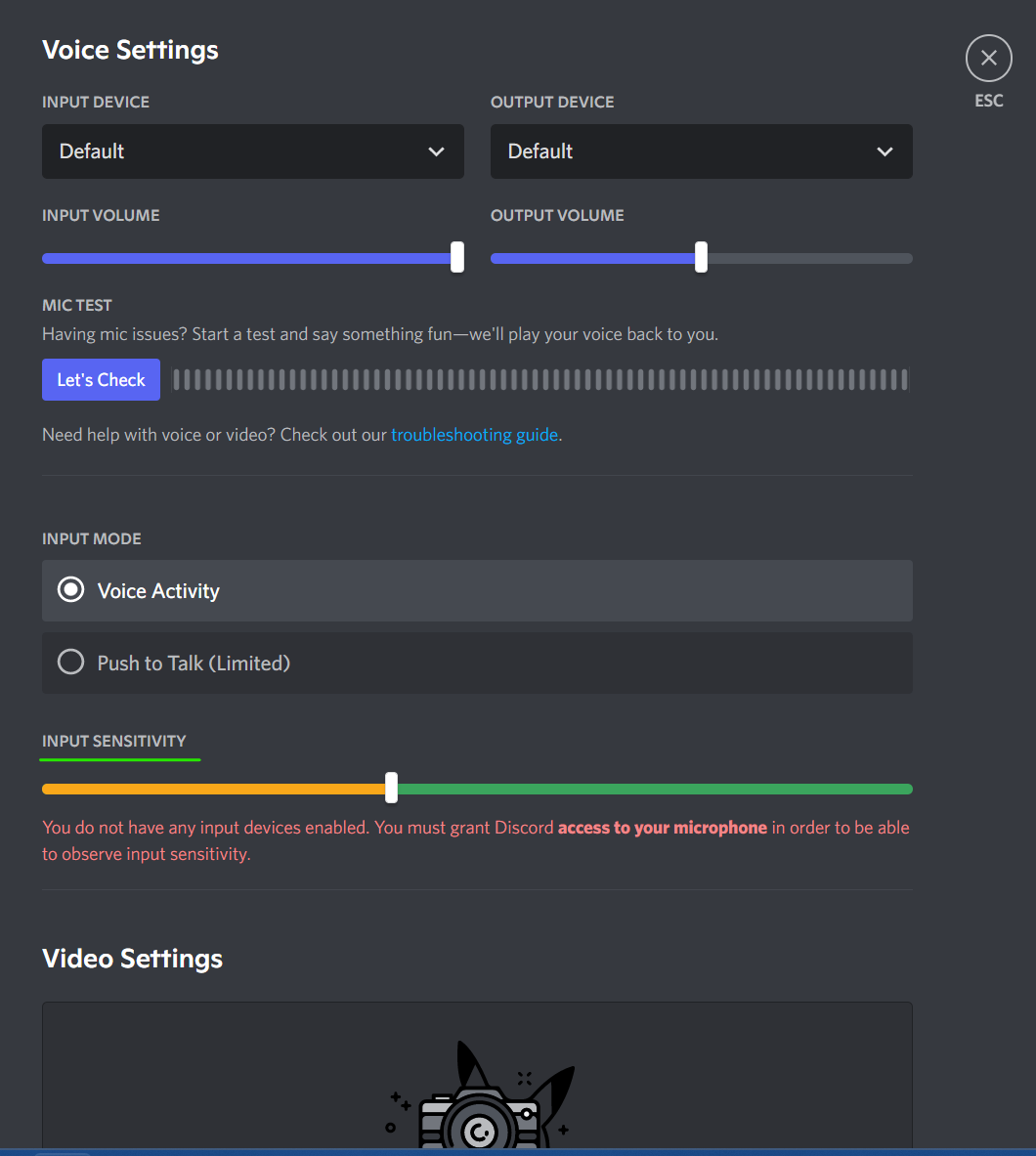 Check your Voice Input Sensitivity