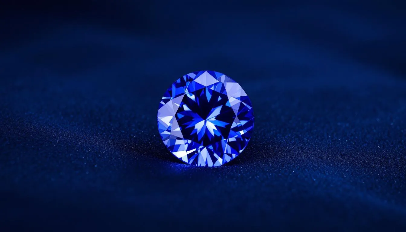 A stunning tanzanite gemstone, a rare December birthstone, displayed on a velvet surface.