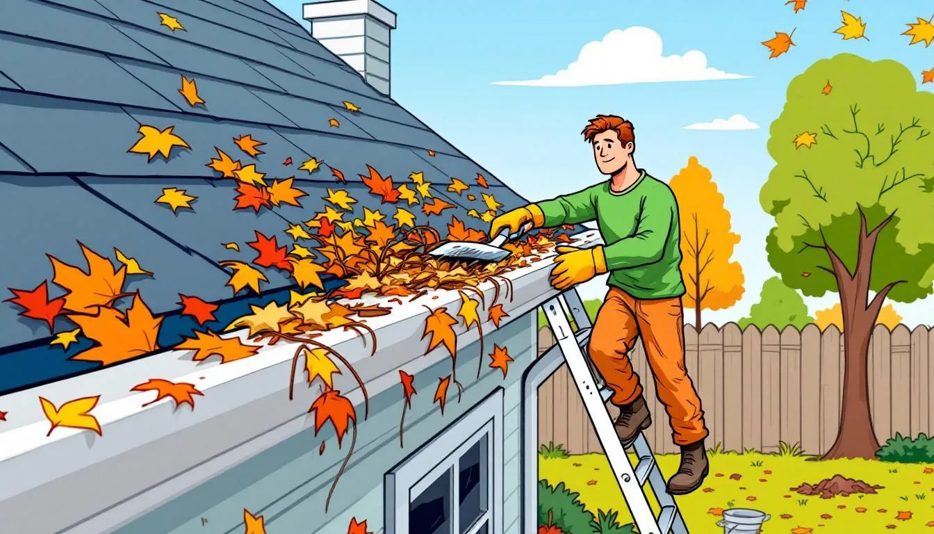 A homeowner preparing their gutters for fall, highlighting the importance of fall gutter preparation.