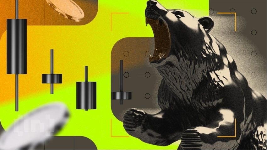 Investment strategies for thriving in a crypto recession, showcasing a bear with trading candles.