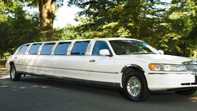 A limousine with dark window tints