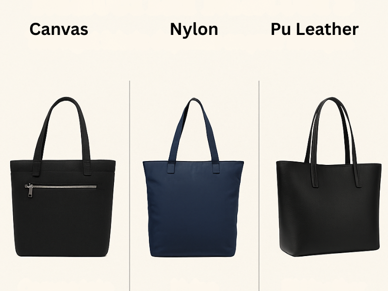 an illustration of a different materials tote bags