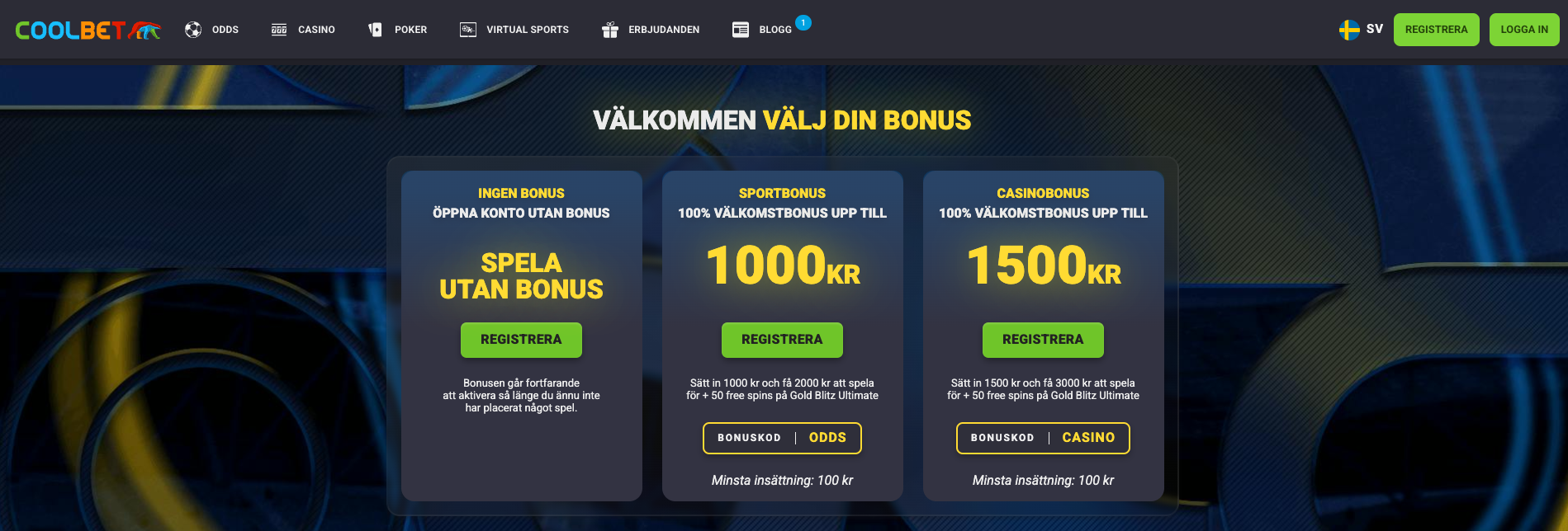 Coolbet insättningsbonus