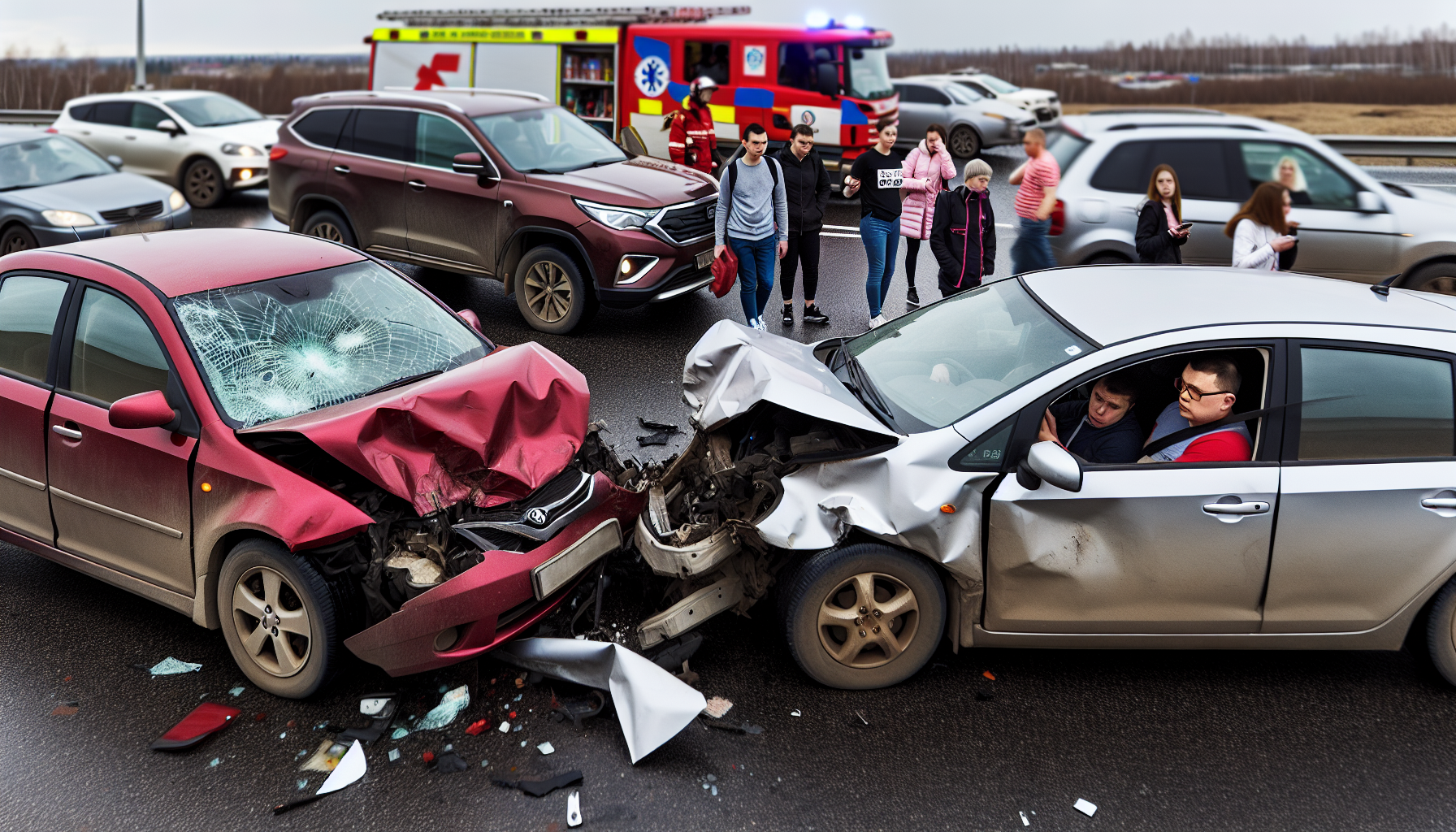 Car crash on a road