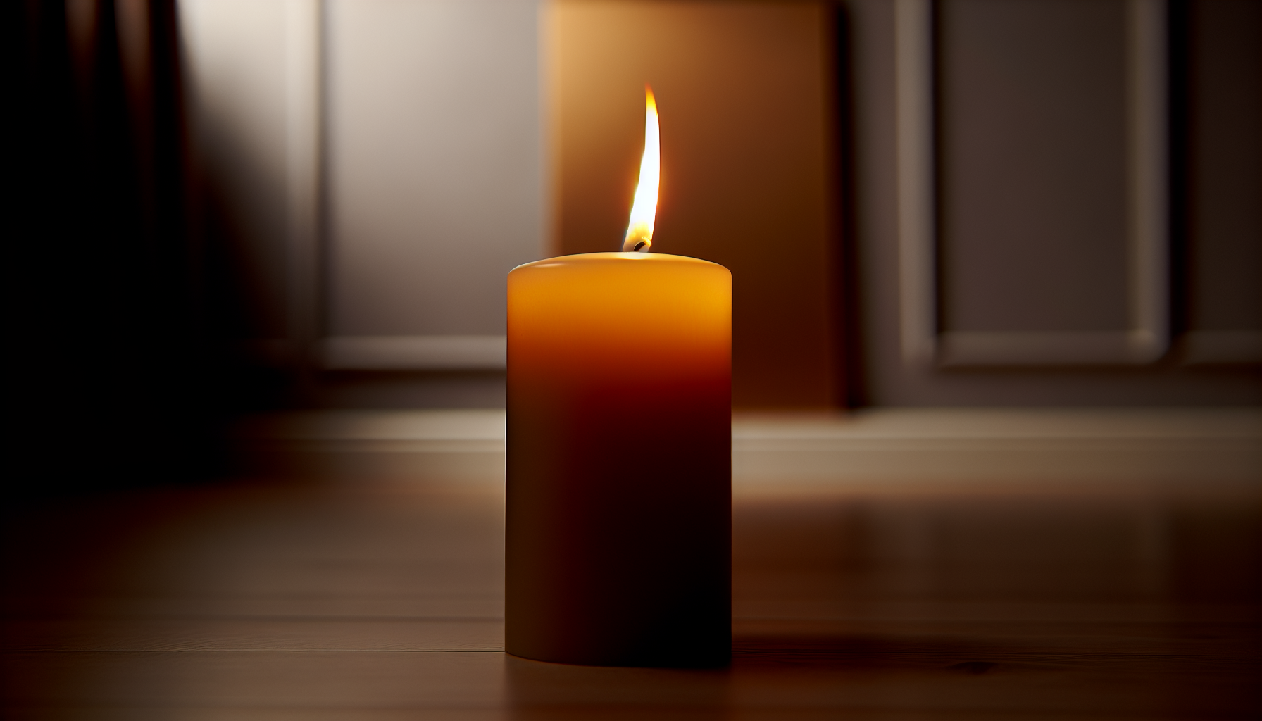 A candle burning in a dimly lit room symbolizing adoration and consecration