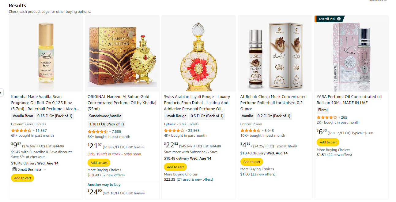 perfime oil create amazon products