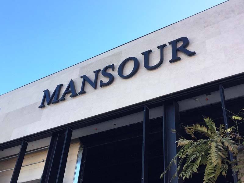 Mansour channel letter storefront sign.