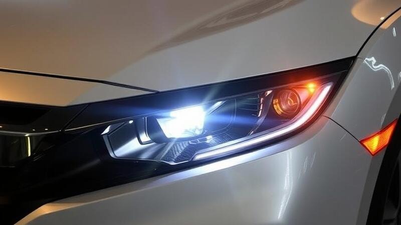 Misaligned Honda Civic headlights giving off glare.