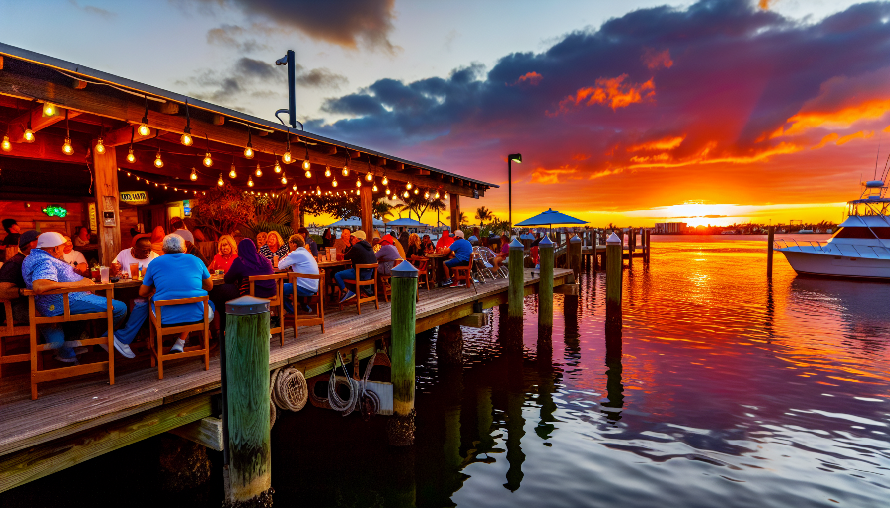 A scenic view of the sunset over the waterfront at a Fort Lauderdale oyster spot