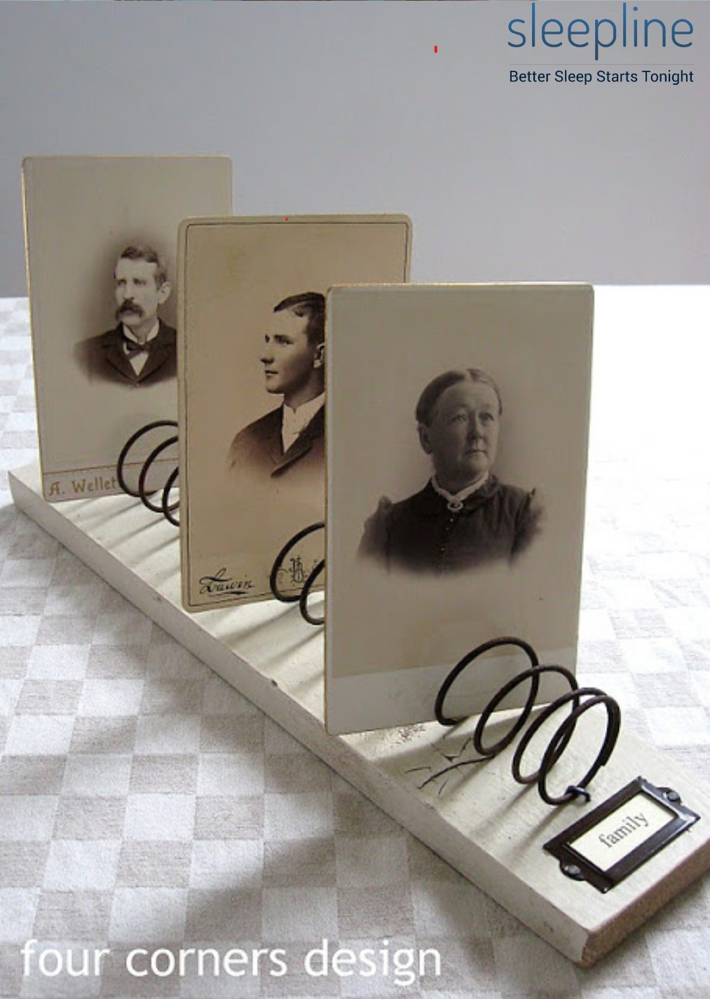 Photo display made out of springs from an old mattress