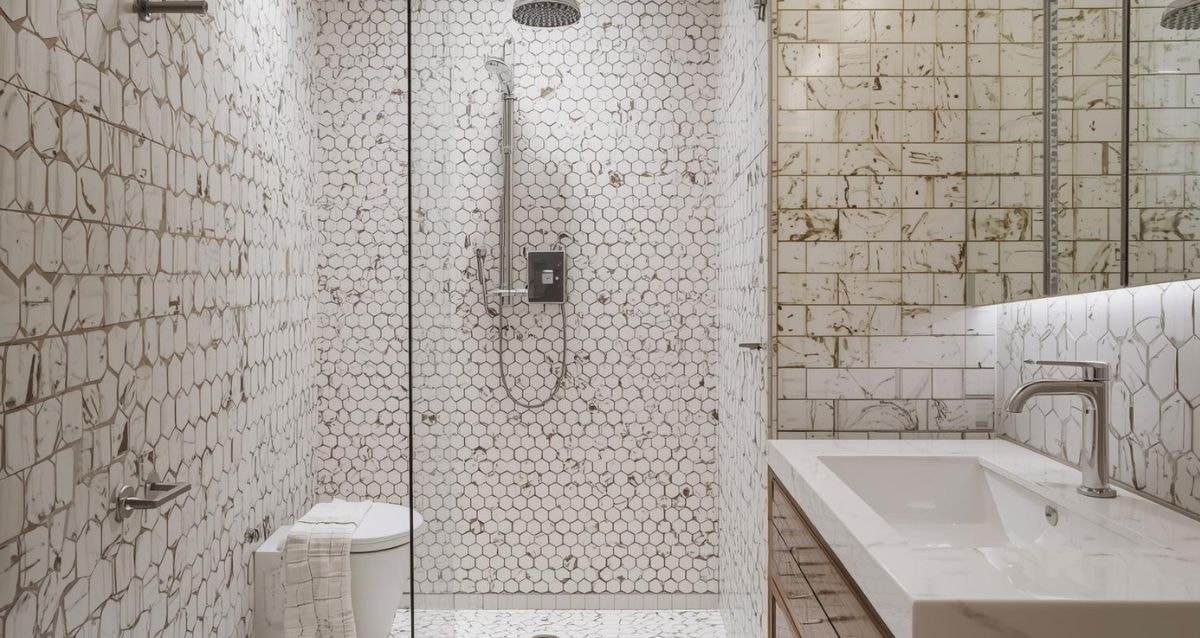 Mixed shape wet room tiles