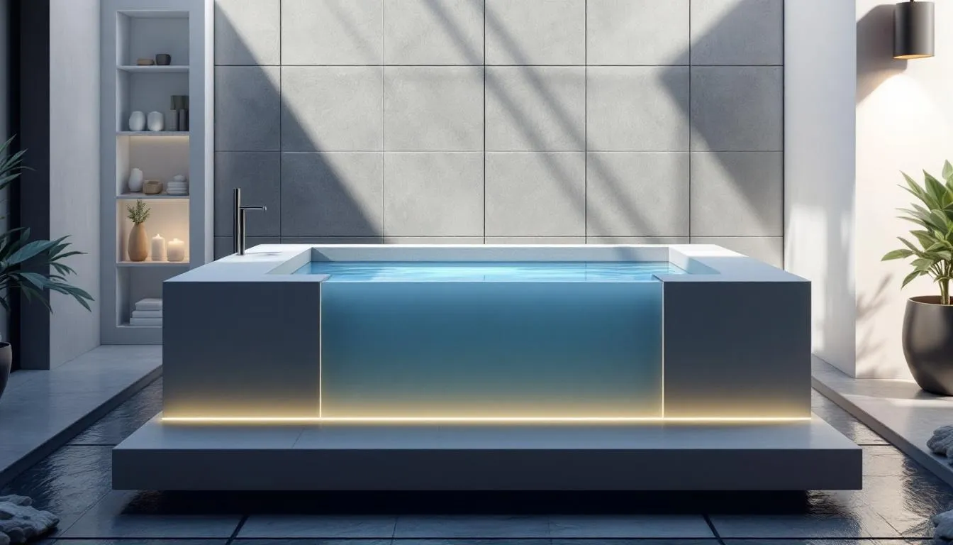 A serene cold plunge setup reflecting minimalist values.