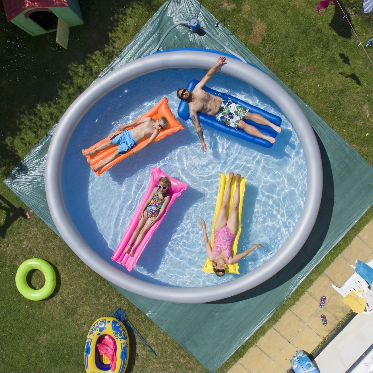 An inflatable pool