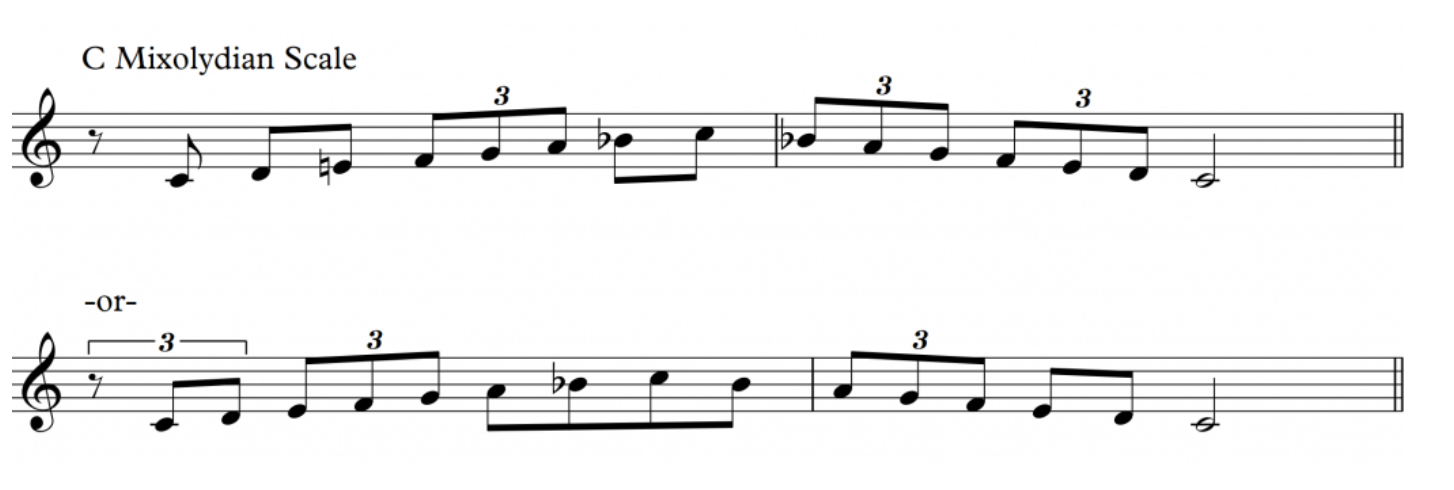 Mixing 8th notes and triplets on a C Mixolydian Scale