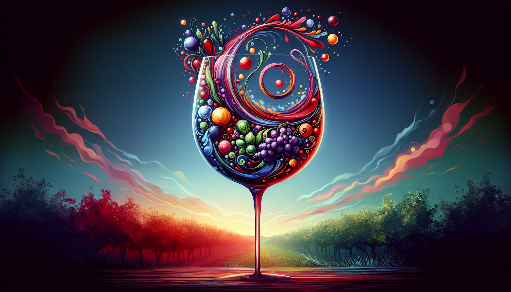 Artistic portrayal of versatile Merlot wine