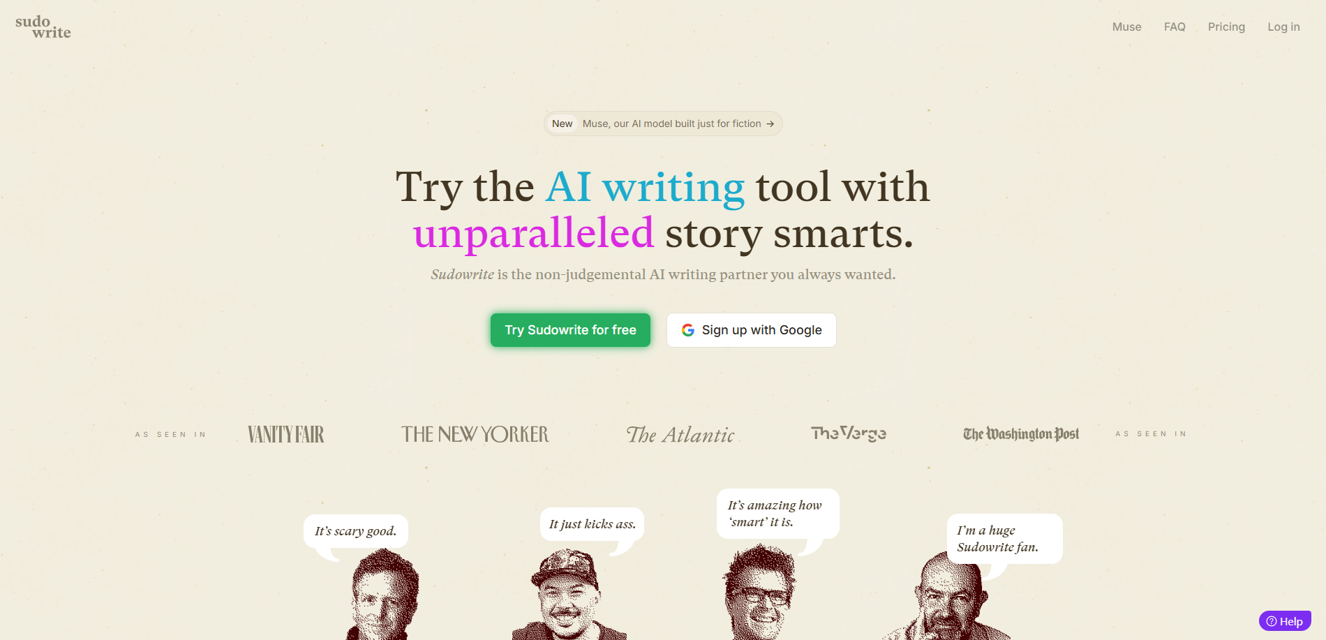 Sudowrite - homepage