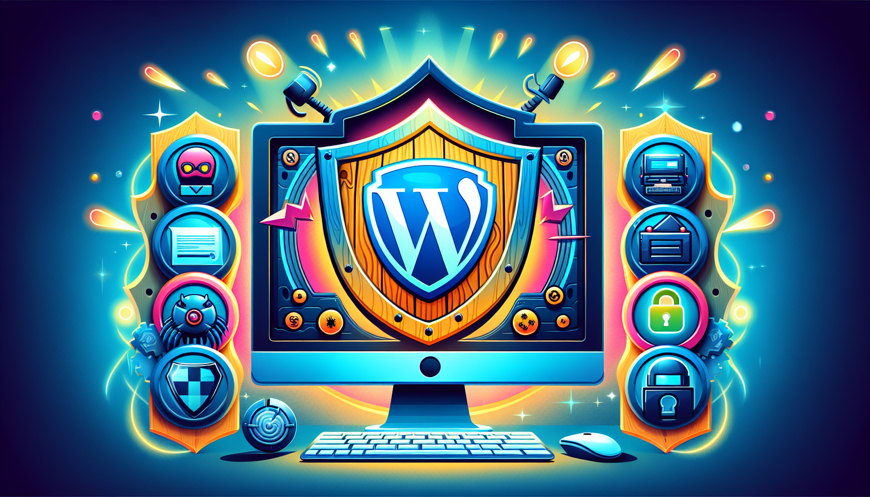 Illustration of comprehensive security measures for a wordpress website.