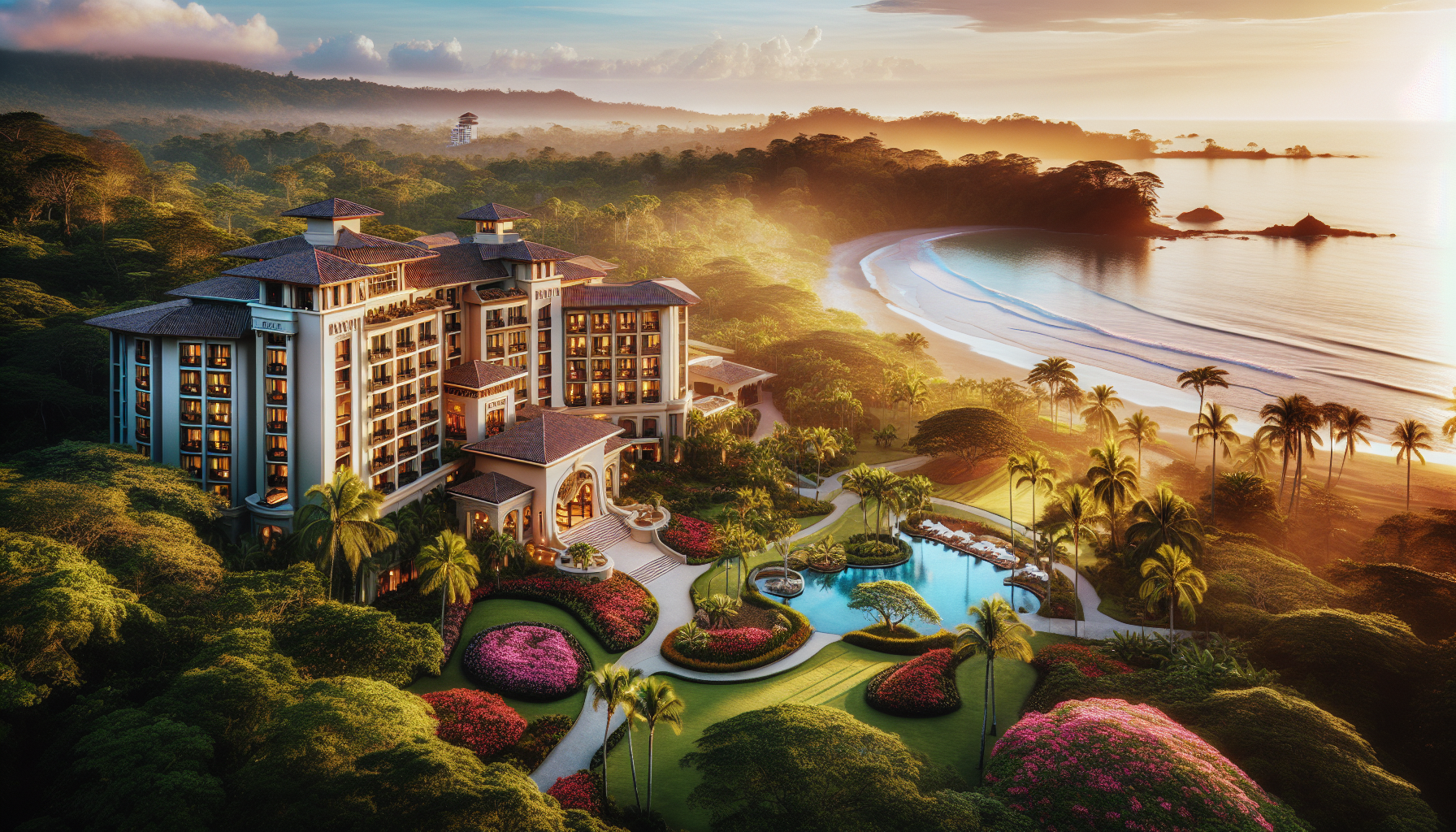 Luxurious JW Marriott Costa Rica Resort & Spa surrounded by tropical gardens and Mansita Beach