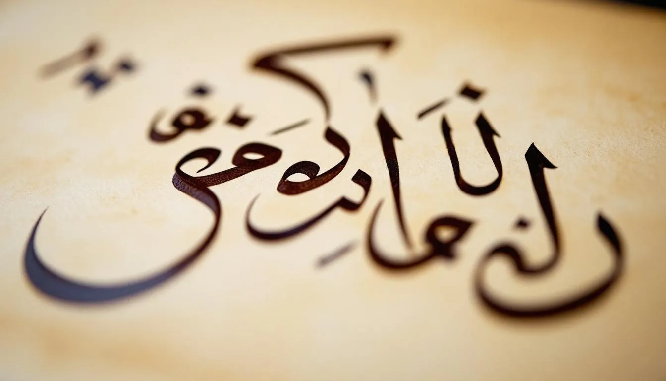 The image showcases intricate Arabic calligraphy, featuring beautiful script examples of common Arabic phrases such as "as salamu alaykum" and "shukran," reflecting the rich and diverse culture of the Arab world. This art form highlights the elegance of the Arabic language, making it a valuable resource for language learners and a celebration of Arabic heritage.