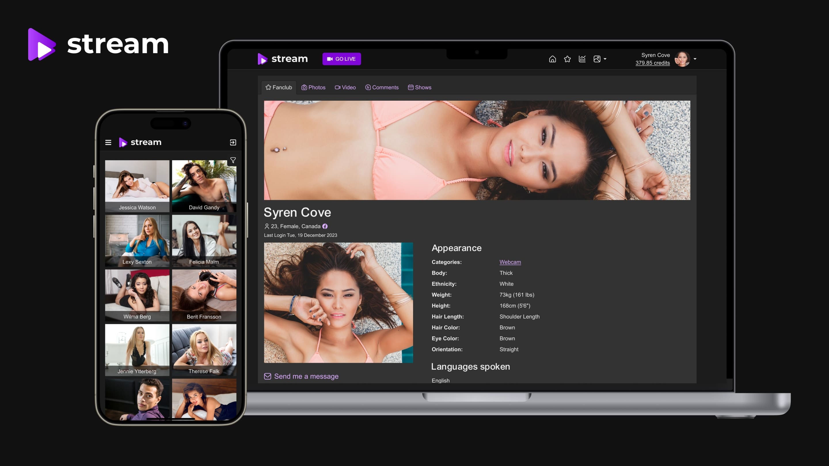 Scrile Stream - turnkey solution for cam girls