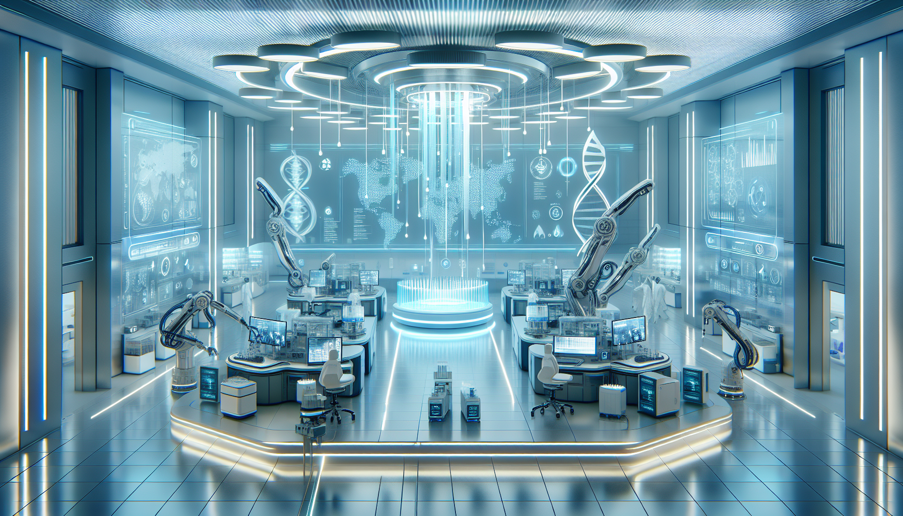 Illustration of a global clinical laboratory with advanced technology