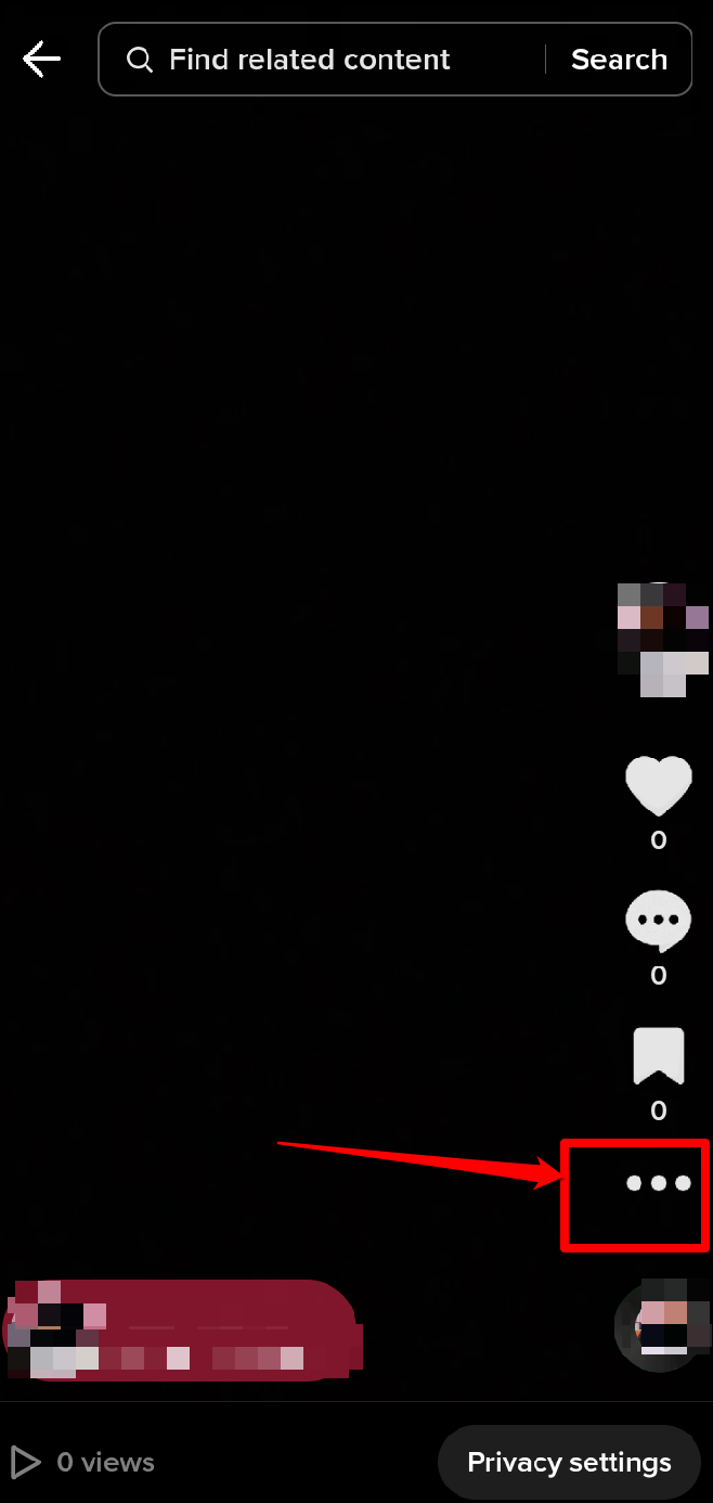 Image showing the three dots to delete a video on TikTok