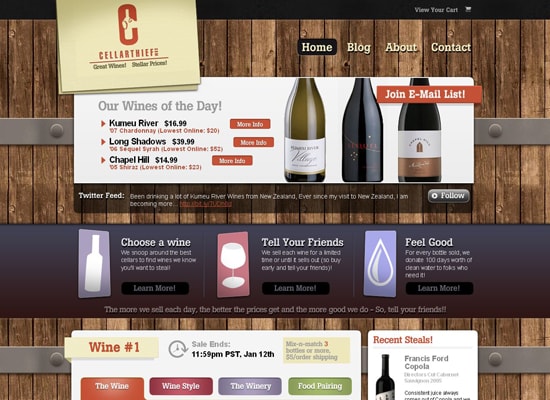 Original website design for CellarThief - we won a bunch of awards for it