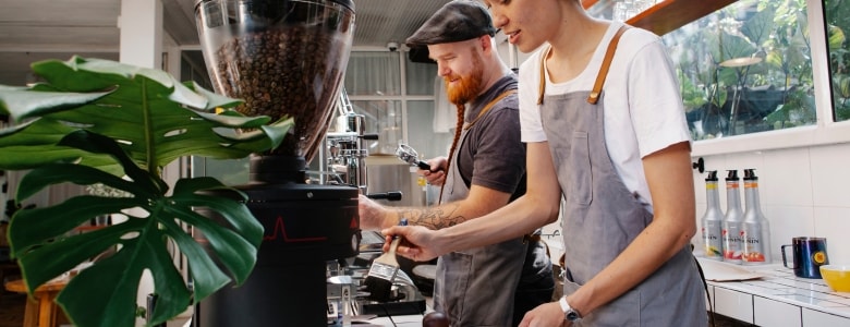 Illustration of baristas making coffee