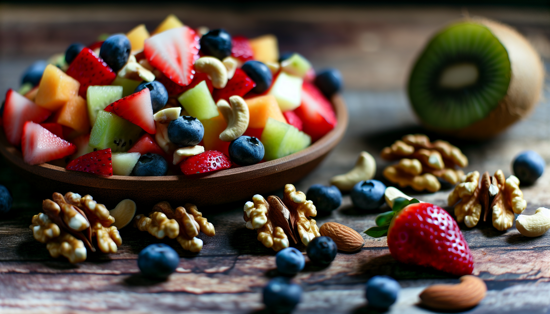 Assortment of chopped fruits and nuts