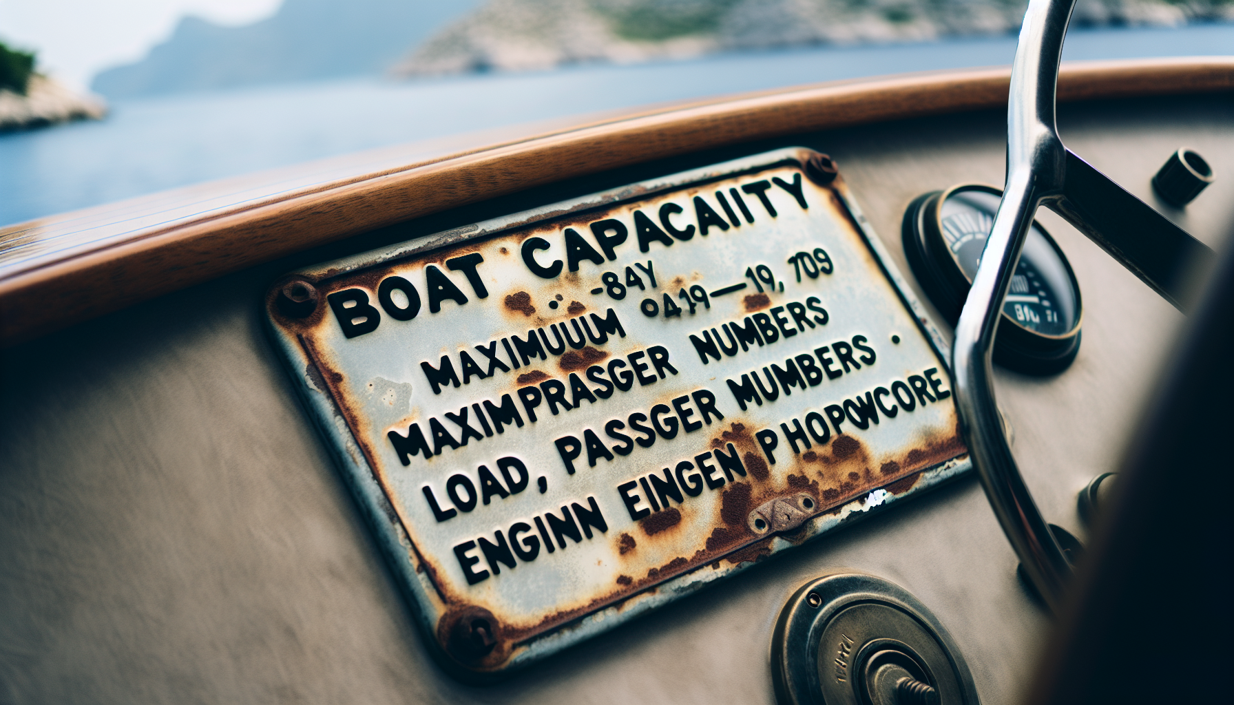 Boat's capacity plate with important details