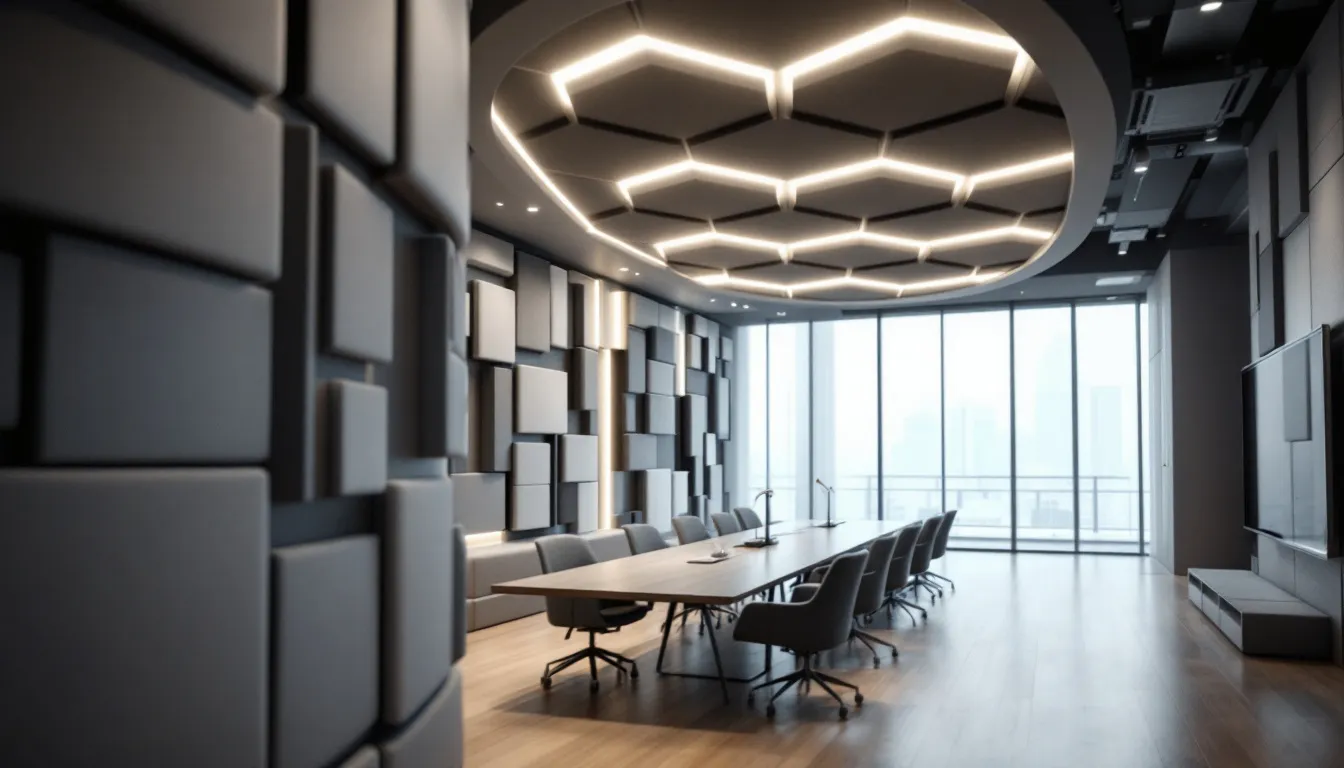Different types of acoustic treatments used in various building types.