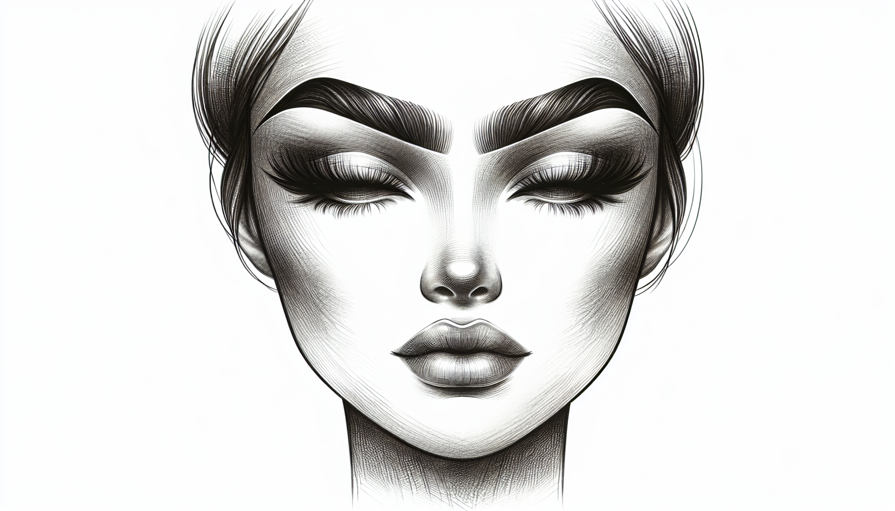 A creative illustration of broad, structured brows for round face shapes