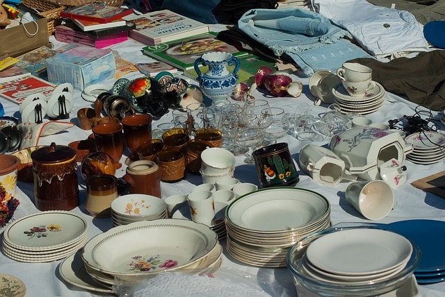 flea market, dishes, garage sale