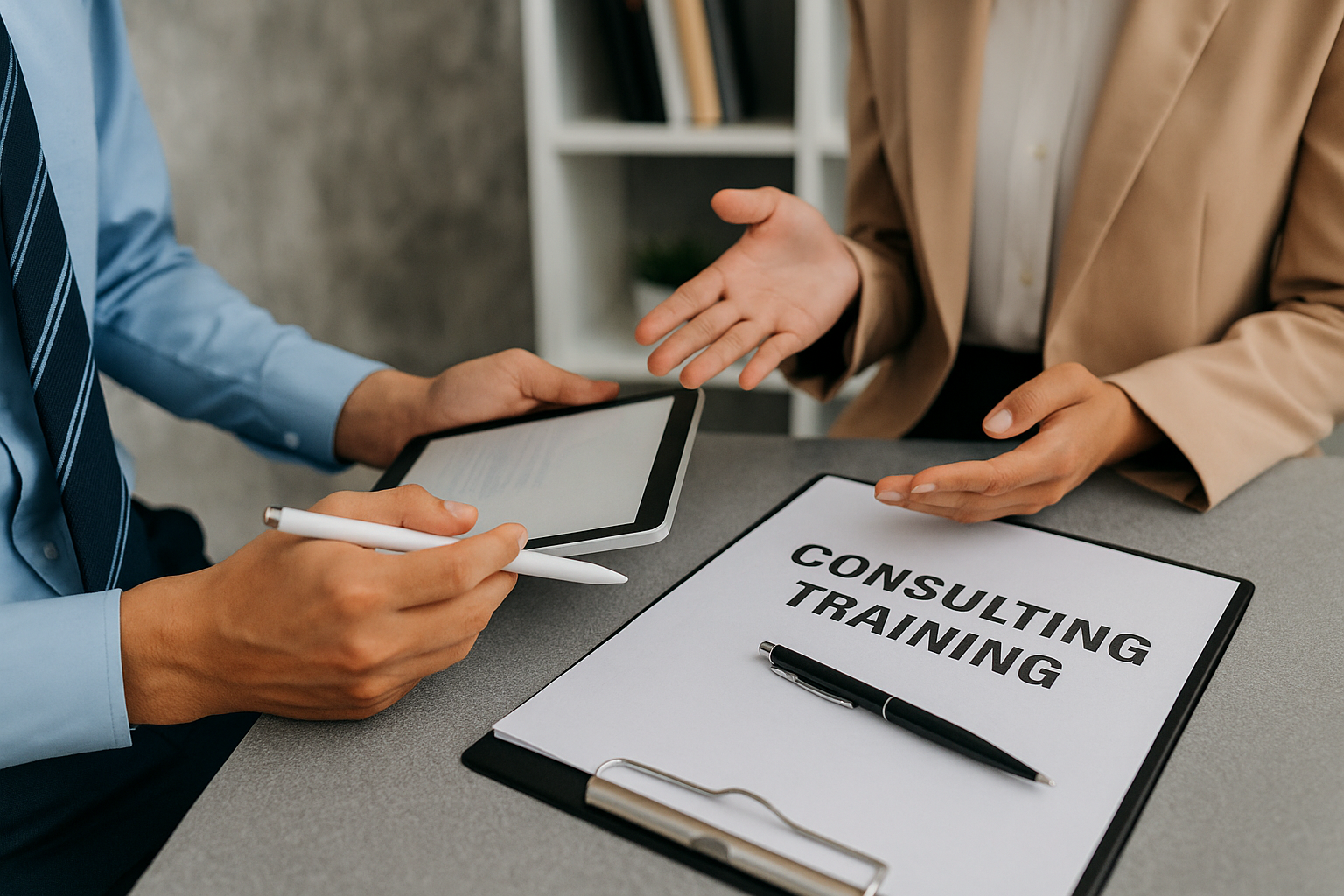 Szkolenia doradcze dla handlowców i zespołów sprzedaży, uczące jak prowadzić sprzedaż konsultacyjną, analizować potrzeby klienta, budować relacje oraz zwiększać skuteczność pozyskiwania nowych klientów w sprzedaży B2B.