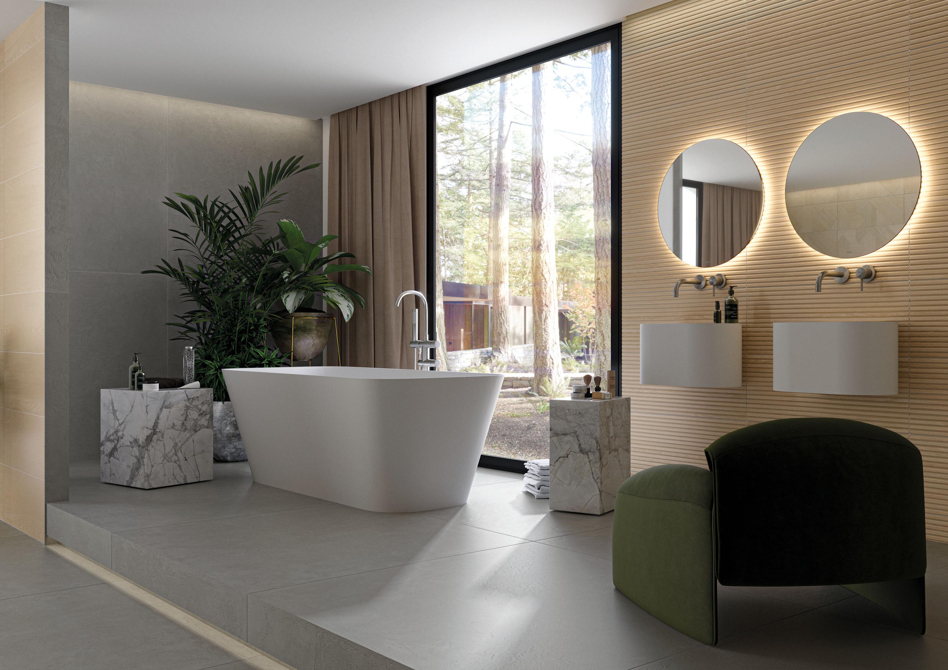 Valkiria Esir Decor Oak bathroom tiles from Hyperion Tiles