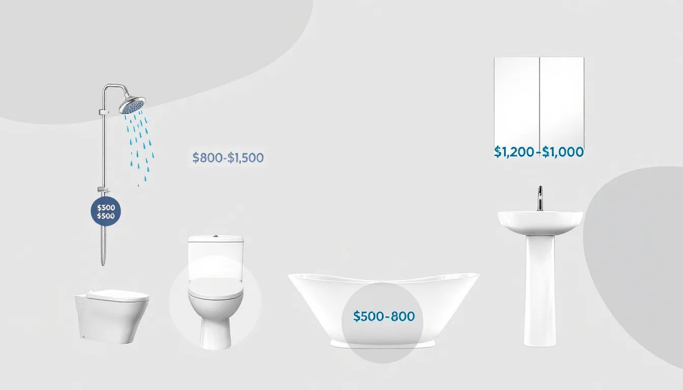 Cost breakdown by bathroom components.