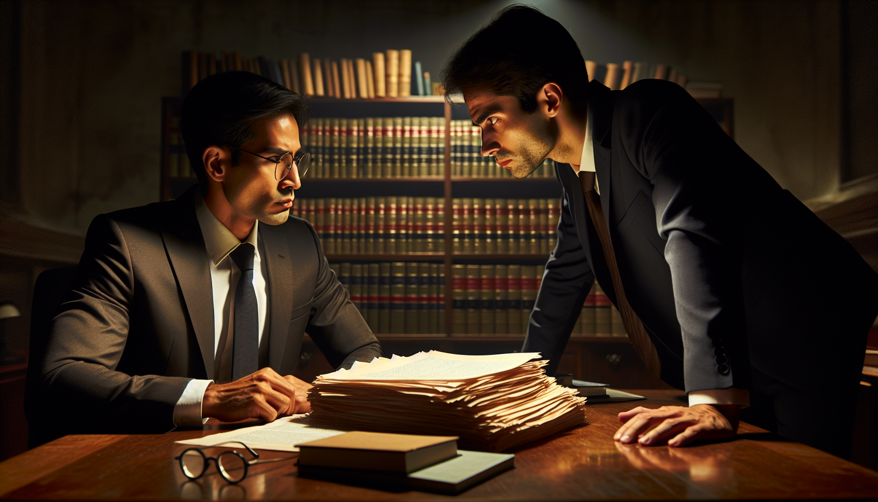Lawyer reviewing evidence and consulting with a client for a personal injury case