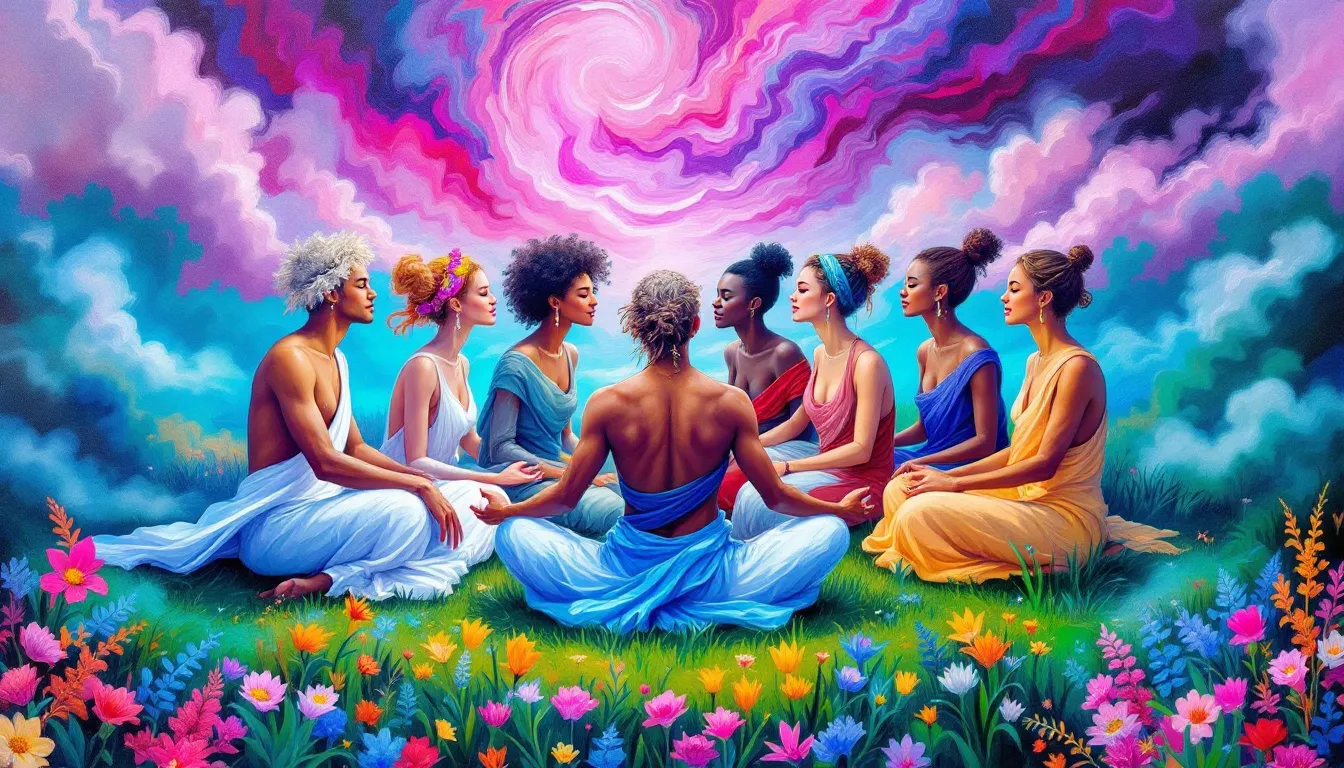 A diverse community of Tantra practitioners embracing their journey together.